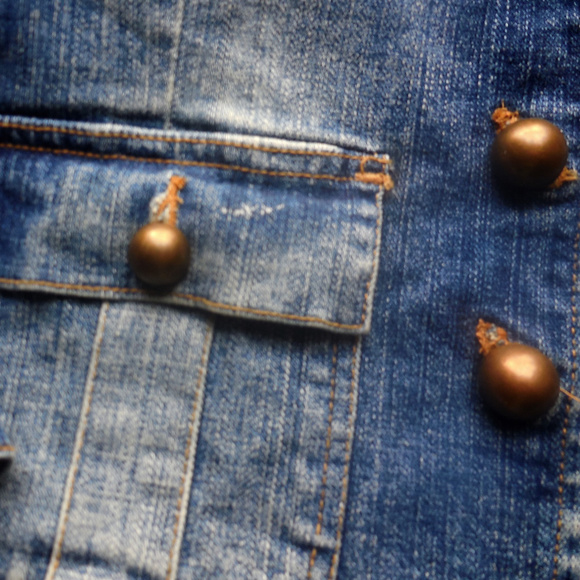 Blue Denim Jacket Embroidered Floral Jean Jacket Coat Blazer - Picture 7 of 7